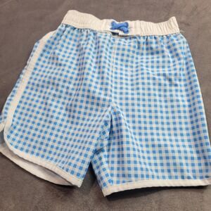 Wonder Nation Toddler Boys Blue Gingham Swim Trunks Size 4T Mesh Lined Shorts